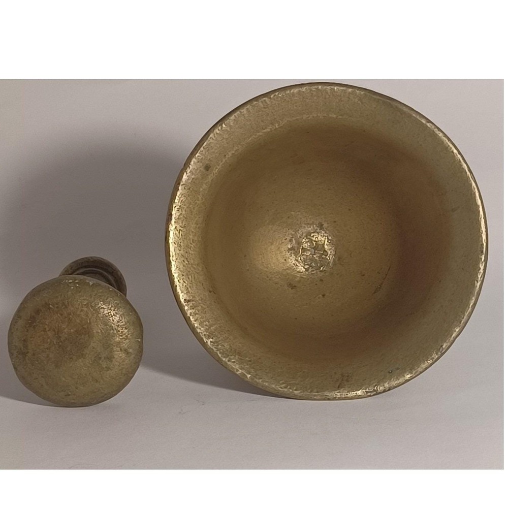 Vintage Heavy Brass Mortar & Pestle 19th Century Apothecary Grinder Antique MCM - Picture 2 of 16